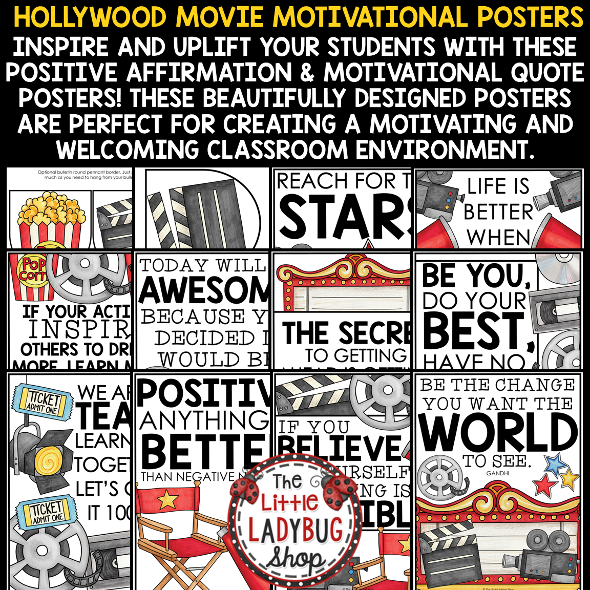 Hollywood Red Carpet Night Theme Classroom Décor Bundle Movie Star Cinematic