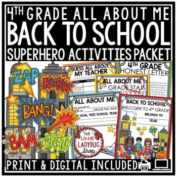 Superhero Back to School Activities 4th Grade All About Me Beginning of the Year-1
