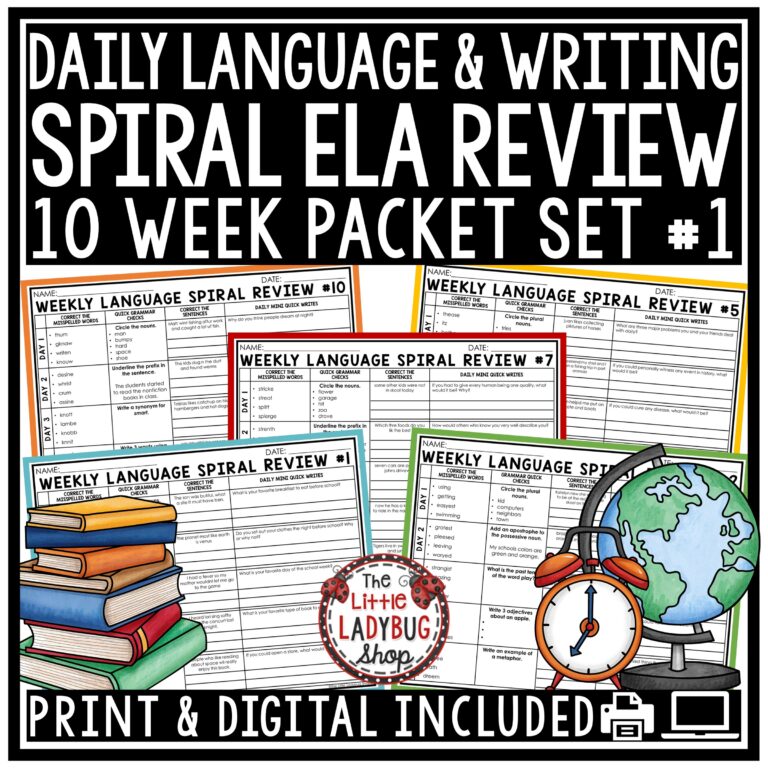 Daily ELA Spiral Language Review Worksheets