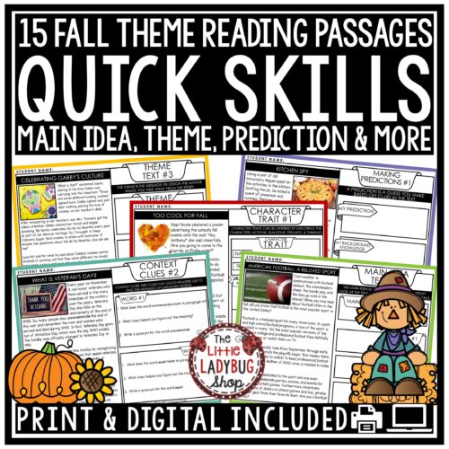 Fall Themed Reading Skills Passages