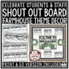 Farmhouse Theme Student & Teacher Shout Out Bulletin Board Back to School