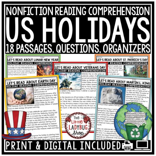 US Holiday Nonfiction Reading Passages 3rd 4th Grade and upper elementary students