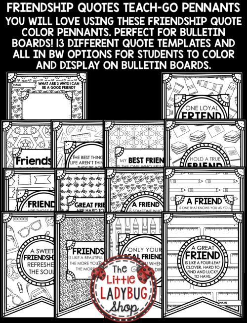 Friendship Quotes Coloring Bulletin Board