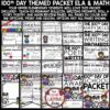 Older Students 100th Day of School Activities Writing and Math