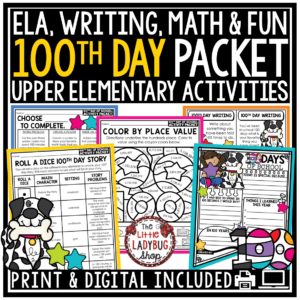 3rd 4th Grade 100th Day of School Activities Math Writing Prompts Word Search
