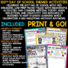 3rd 4th Grade 100th Day of School Activities Math Writing - The Little ...