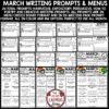 March Writing Prompts Choice Boards 3rd 4th Grade