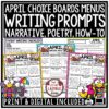 April Writing Prompts Choice Boards 3rd 4th Grade