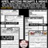 April Writing Prompts Choice Boards 3rd 4th Grade