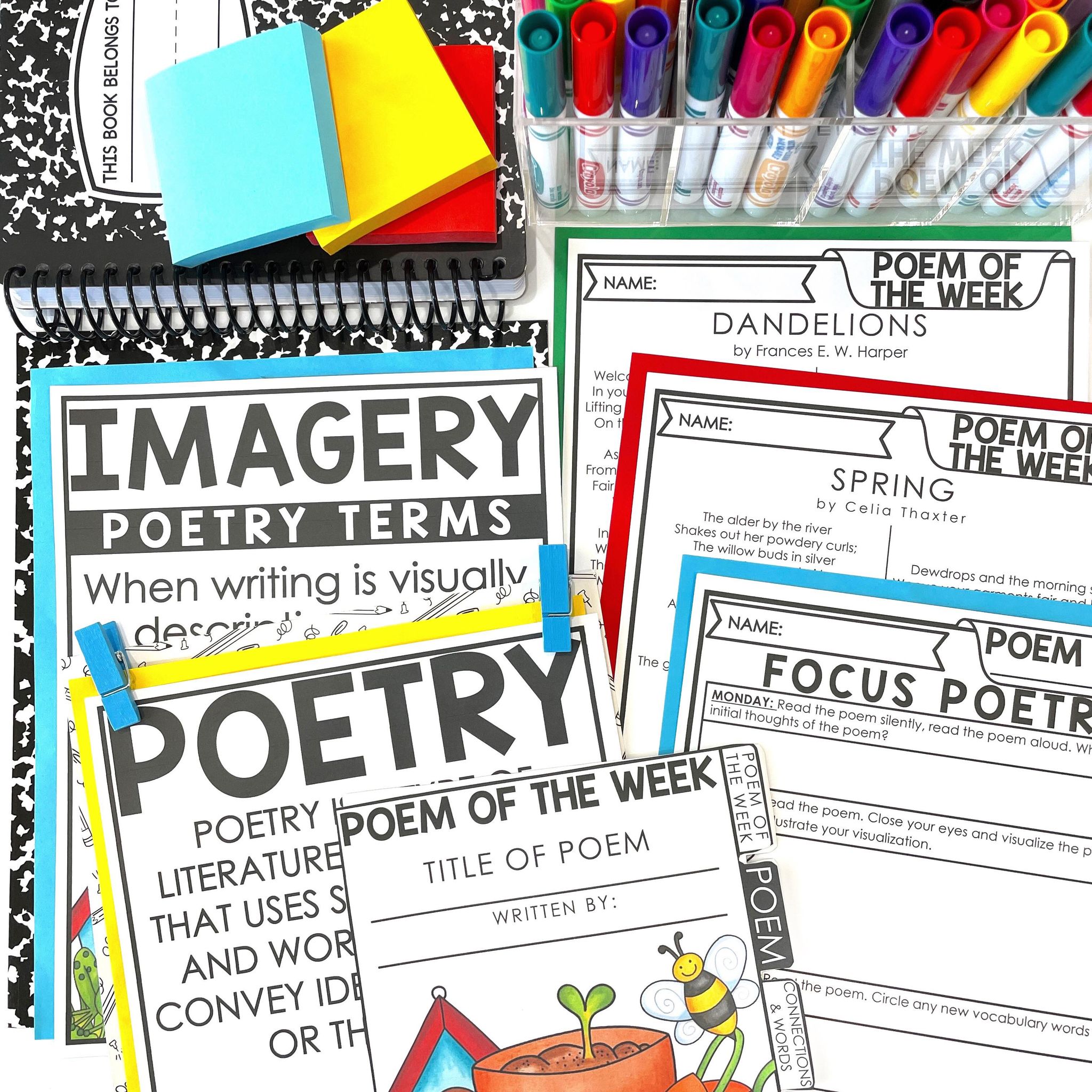 Poetry Writing Activities 3rd, 4th Grade