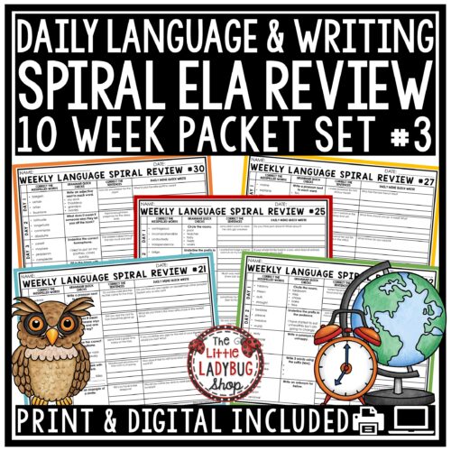 Daily ELA Grammar Spiral Language Review Worksheets