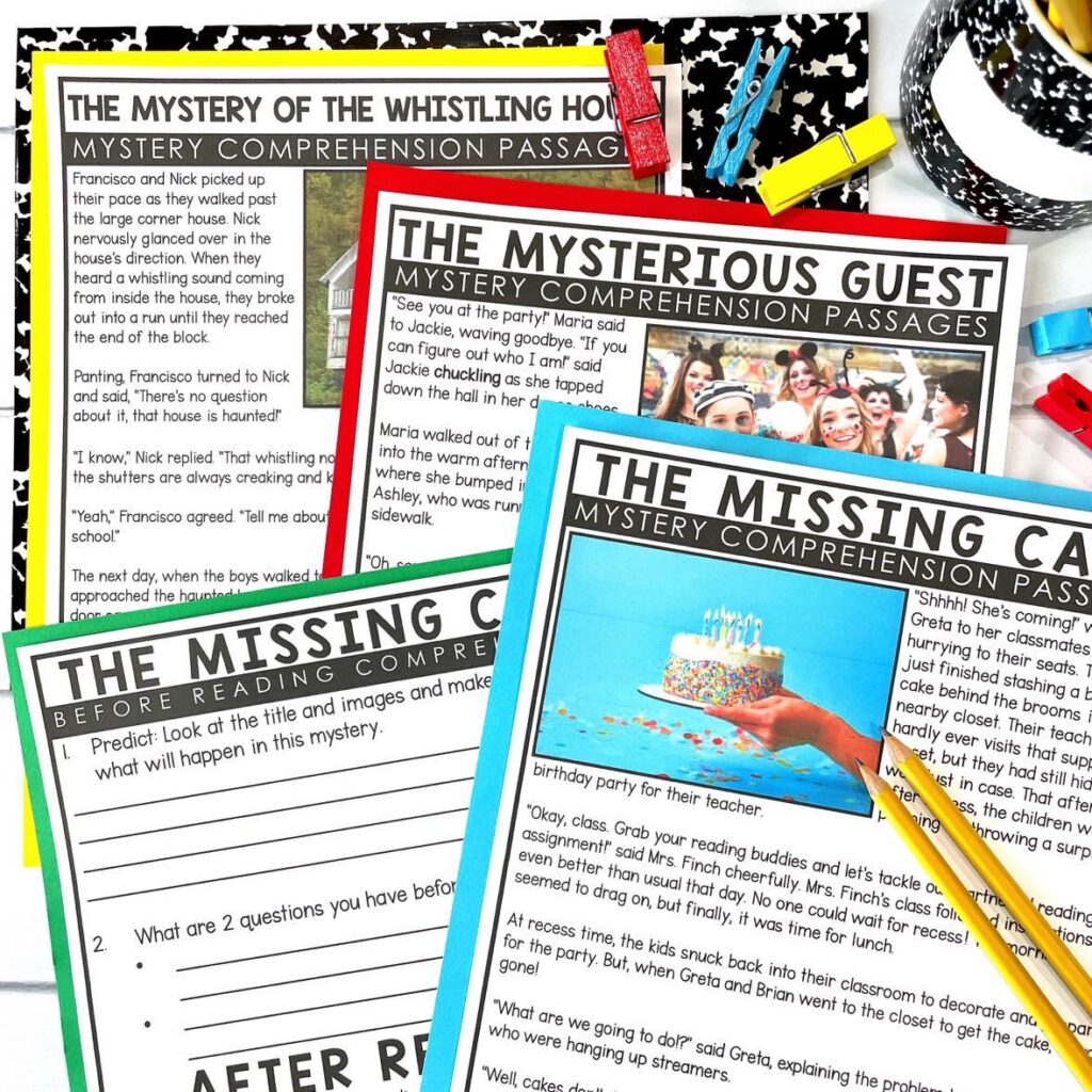 Reading Mysteries and writing activities for upper elementary students