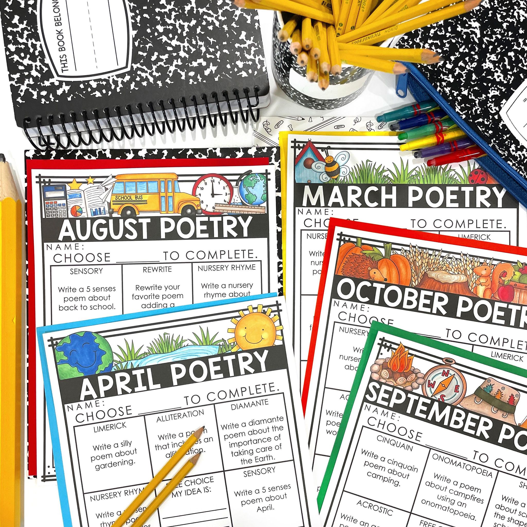 Poetry Writing Activities 3rd, 4th Grade