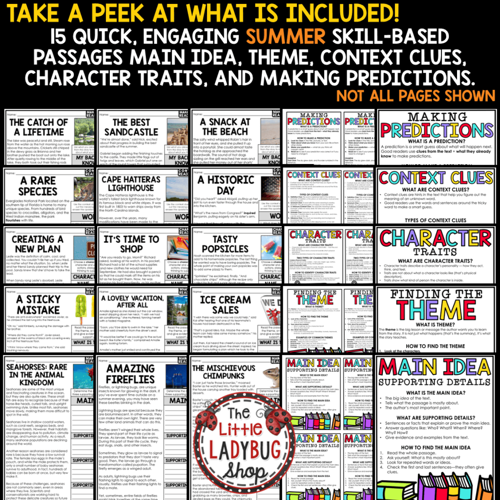 3rd 4th Grade Summer School Reading Comprehension Passages - The Little ...