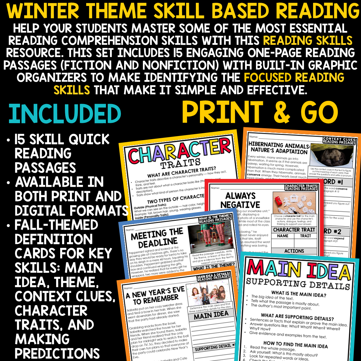 December Winter Theme Context Clues Reading Comprehension Passages