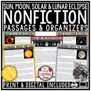 Sun Moon Phases Reading Passages 3rd 4th Grade