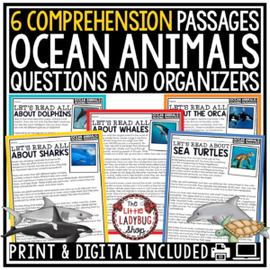 Whales Sharks Orcas Summer Ocean Animals Reading Comprehension End of Year