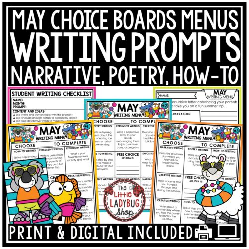 May Writing Prompts Choice Board
