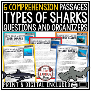 All About Sharks Summer Reading Passages Ocean Animals Shark Week Activities