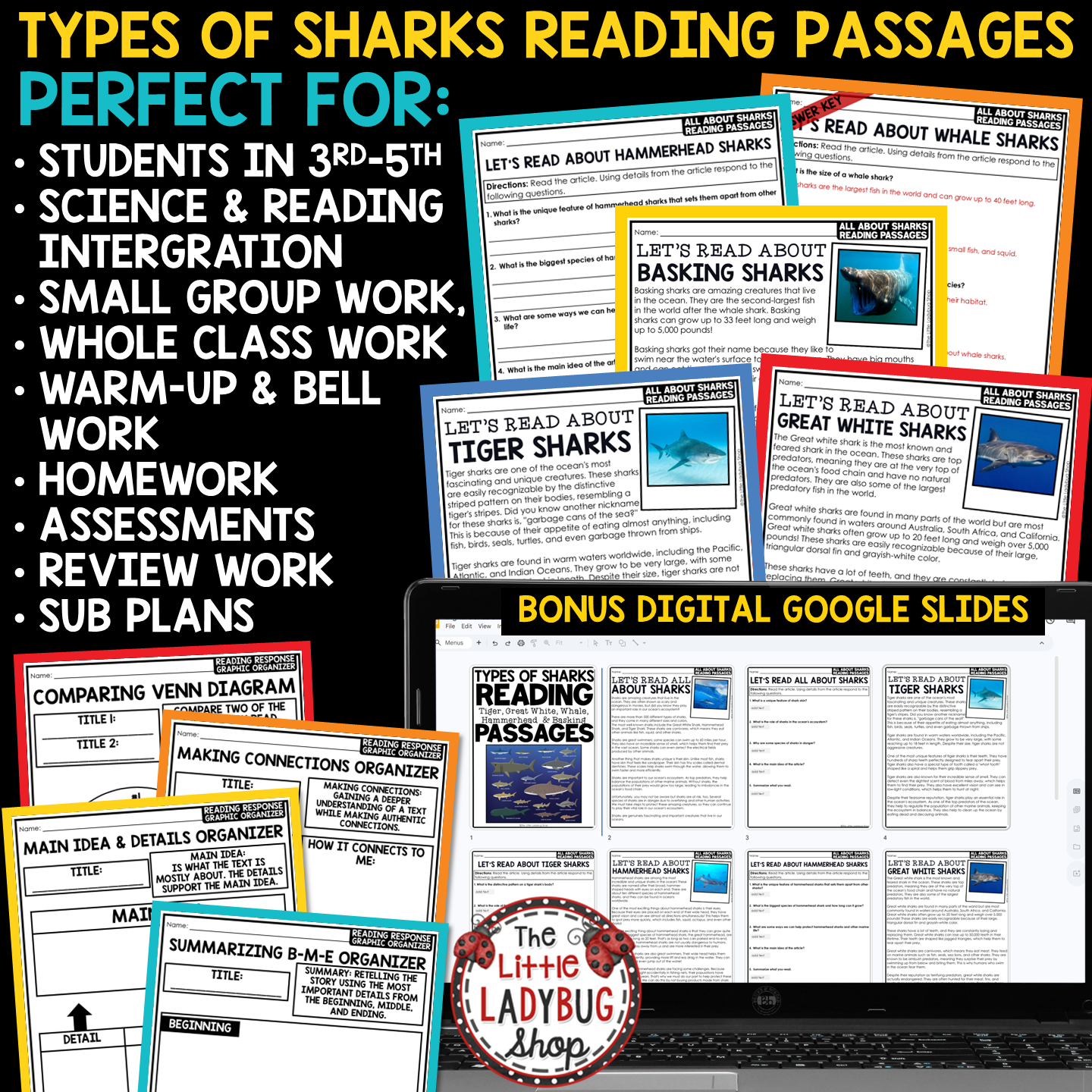 All About Sharks Summer Reading Passages Ocean Animals Shark Week Activities
