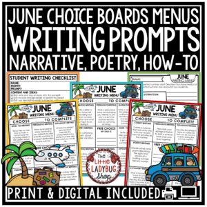 June Writing Prompts Choice Board
