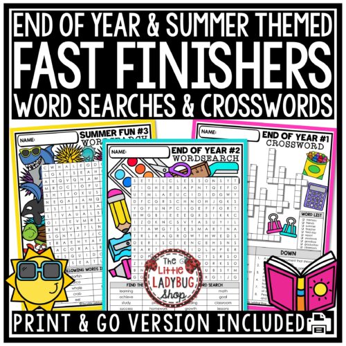 End of Year Summer Crossword Puzzles Word Searches Summer Coloring Pages