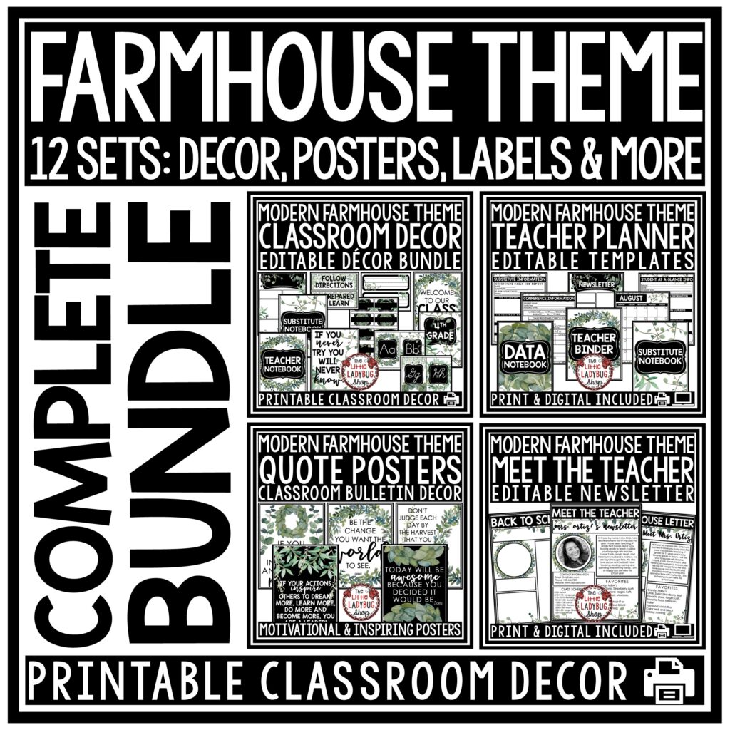 Farmhouse Theme Classroom Decor Bundle
