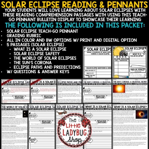 Solar Eclipse Reading and Writing Activities for upper elementary students