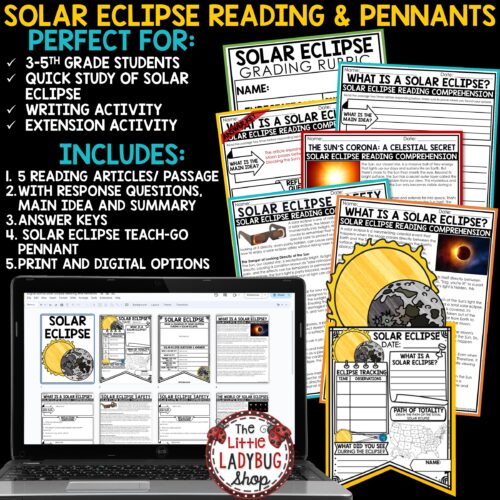 Solar Eclipse Reading and Writing Activities for upper elementary students