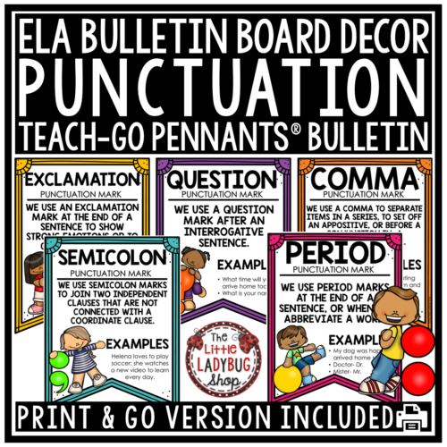 Punctuation Marks Posters Anchor Charts Writing Grammar Word Wall Bulletin Board