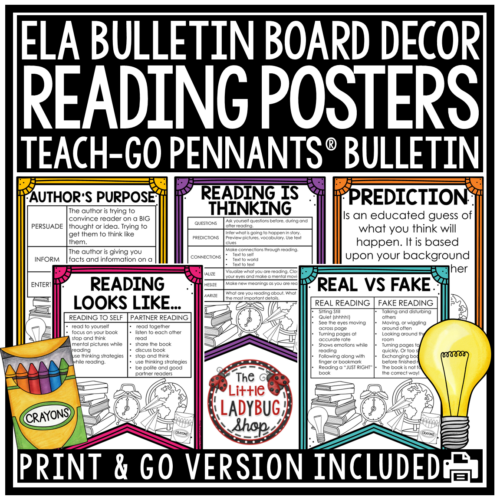 Reading Strategies Skills Comprehension Posters Pennants