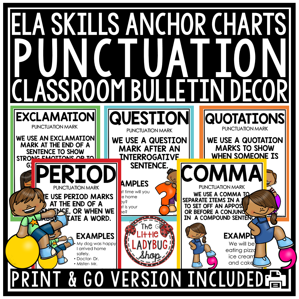 Punctuation Marks Posters Anchor Charts Writing Grammar Word Wall Bulletin Board