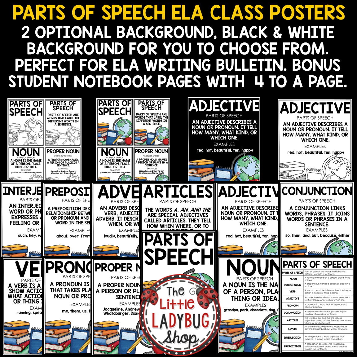 Grammar Word Wall Bulletin Board Parts of Speech Grammar Posters