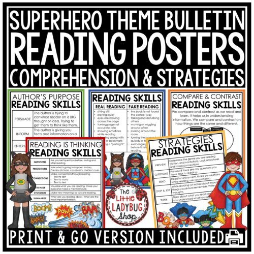 Superhero Theme Reading Comprehension Posters