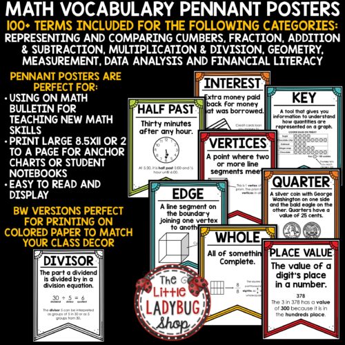 Math Vocabulary Terms Word Wall