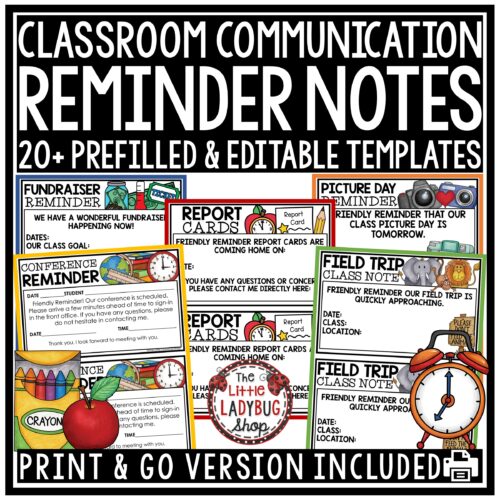 Editable Parent Teacher Conference Reminder Notes