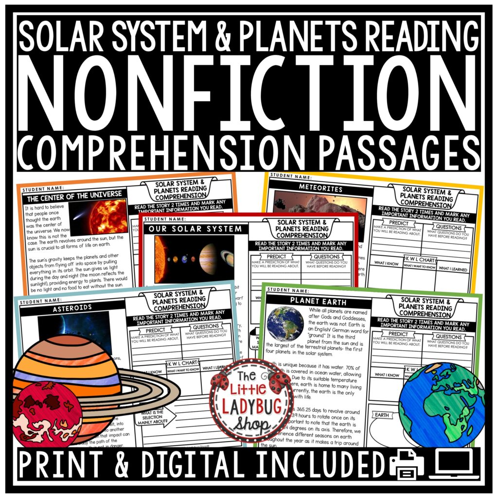 Planets Reading Comprehension Passages 3rd Grade 4th Grade