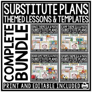 Substitute Binder Templates Editable Emergency Sub Plans Folder 3rd 4th Grade