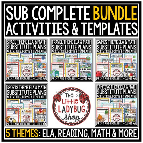 Emergency Sub Plans 3rd 4th Grade Substitute Binder Lesson Template