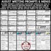 August Writing Prompts Choice Board