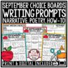September Writing Prompts Choice Board
