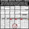 September Writing Prompts Choice Board