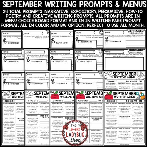 September Writing Prompts Choice Board