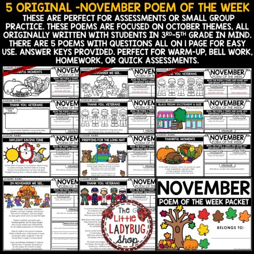 November Poem of the Week Fall Poetry Analysis Reading Comprehension
