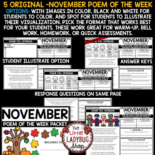 November Poem of the Week Fall Poetry Analysis Reading Comprehension