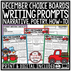 December Writing Prompts Choice Board