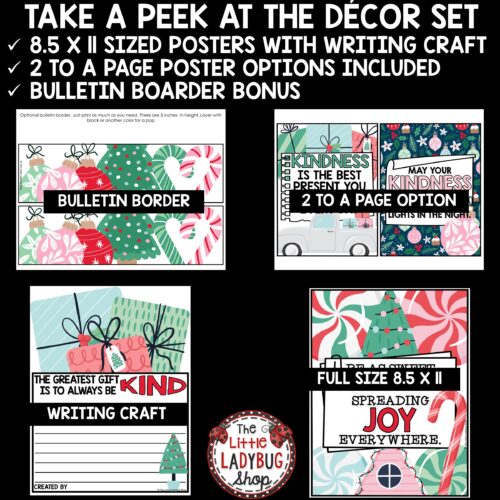 Christmas Kindness Quote Posters December Bulletin Board Ideas Writing Craft