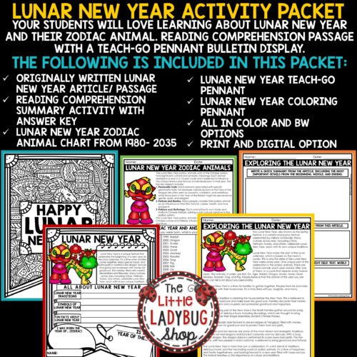 Lunar New Years Reading Passages Bulletin Board