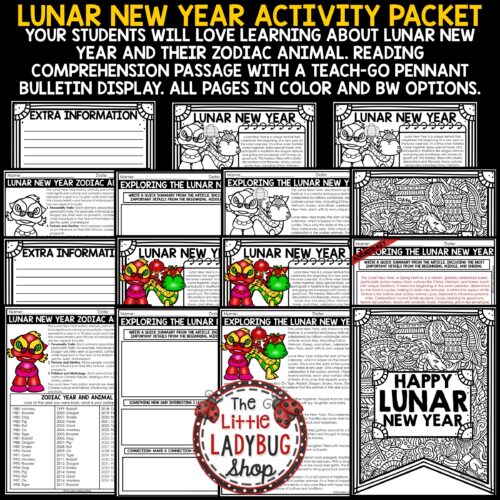 Lunar New Years Reading Passages Bulletin Board