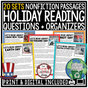 US Holiday Nonfiction Reading Passages and Questions 3rd 4th Grade